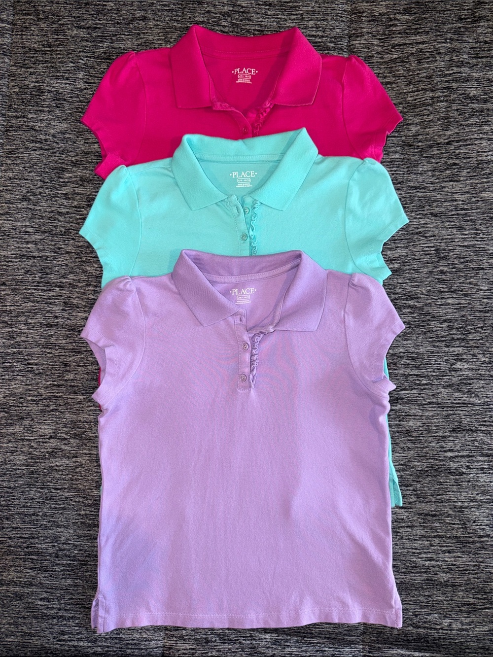 The Children's Place 3-Pack Polo Tops in Hot Pink, Aqua & Lavender